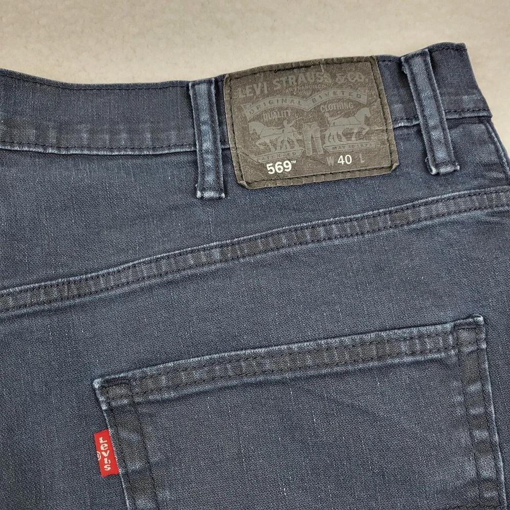 Levis 569 Loose Straight‎ Denim Shorts Mens 40 Dark Blue 12 Inch Inseam Cotton